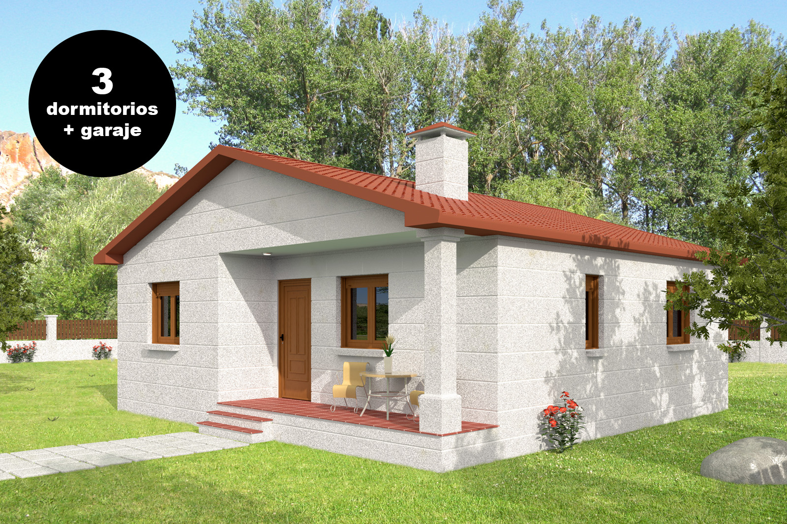 Parcelas y Casas – Casa de piedra 3 dormitorios con garaje